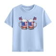 thumbnail image 4 of SGFCWSX Girls 2 Piece Outfits Summer Patriotic Print Short Sleeve Top and Drawstring Elastic Waist Shorts Set Casual Daily Playwear Light Blue Size 13, 4 of 9