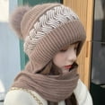 thumbnail image 5 of Santa Hats Women Solid Integrated Ear Windproof Hat Scarf Hooded Scarf Winter 2 In 1 Scarf Knitted Hat, 5 of 5