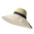thumbnail image 4 of Fgnfyis Lady Wide Brim Sun Hat with Chin Strap Bow for Spring Summer Travel Outdoor Sun Protection Hats for Women Beige, 4 of 5