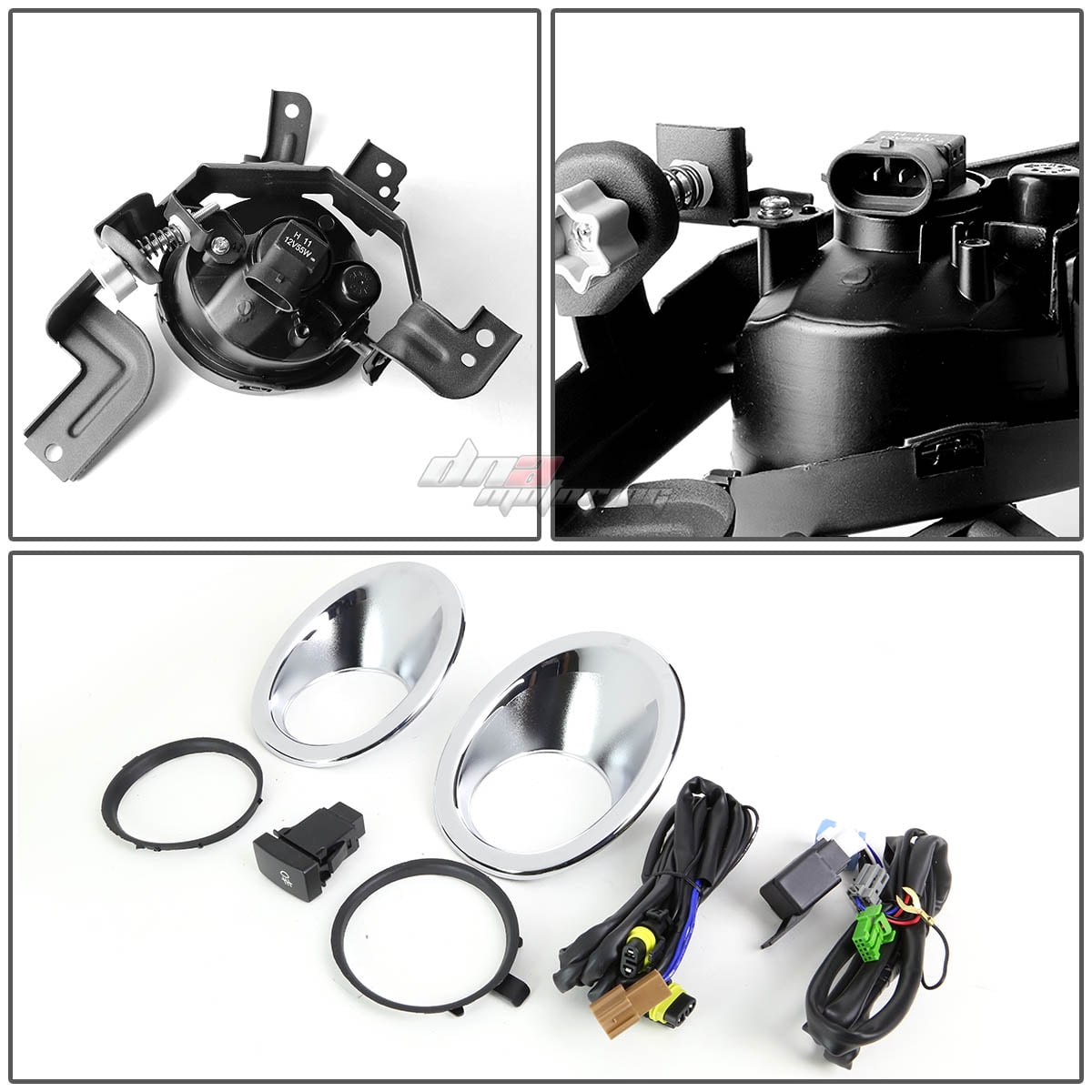 DNA Motoring For 2007-2009 Honda CRV Yellow Bumper Fog Light w/ Bezel Wiring Harness Switch