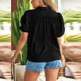 thumbnail image 4 of Itsame Womens Button Down Shirts, Casual Lantern Sleeve V-neck Fashion Casual Tops Black 2XL, 4 of 6