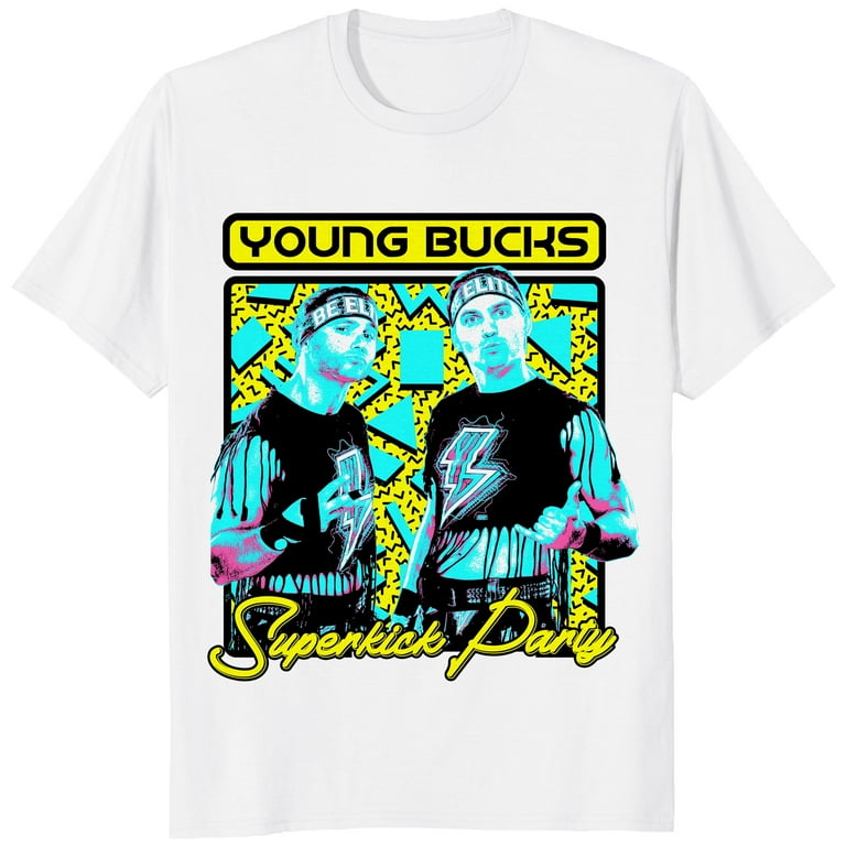 AEW Young Bucks Retro Superkick Party Mens and Womens Short Sleeve T Shirt White S XXL