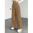 thumbnail image 4 of PRETTYGARDEN Women's High Waisted Corduroy Pants Casual Textured Ribbed,Button Zip Closure,Front Pockets,Wide Leg Trousers,Y32k Vintage Palazzo Slacks,Everyday Wear for Work Travel, 4 of 8