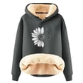 thumbnail image 2 of Lined Hoodies for Women 2025 Winter Long Sleeve Chrysanthemum Graphic Hooded Sweatshirt Pullover Tops, 2 of 3