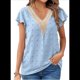 thumbnail image 2 of Blusa de Verano 2025 para Mujer, con Cuello en V, Volantes, Corta, Lunares, Holgada, Tipo Túnica Azul XL, 2 of 6