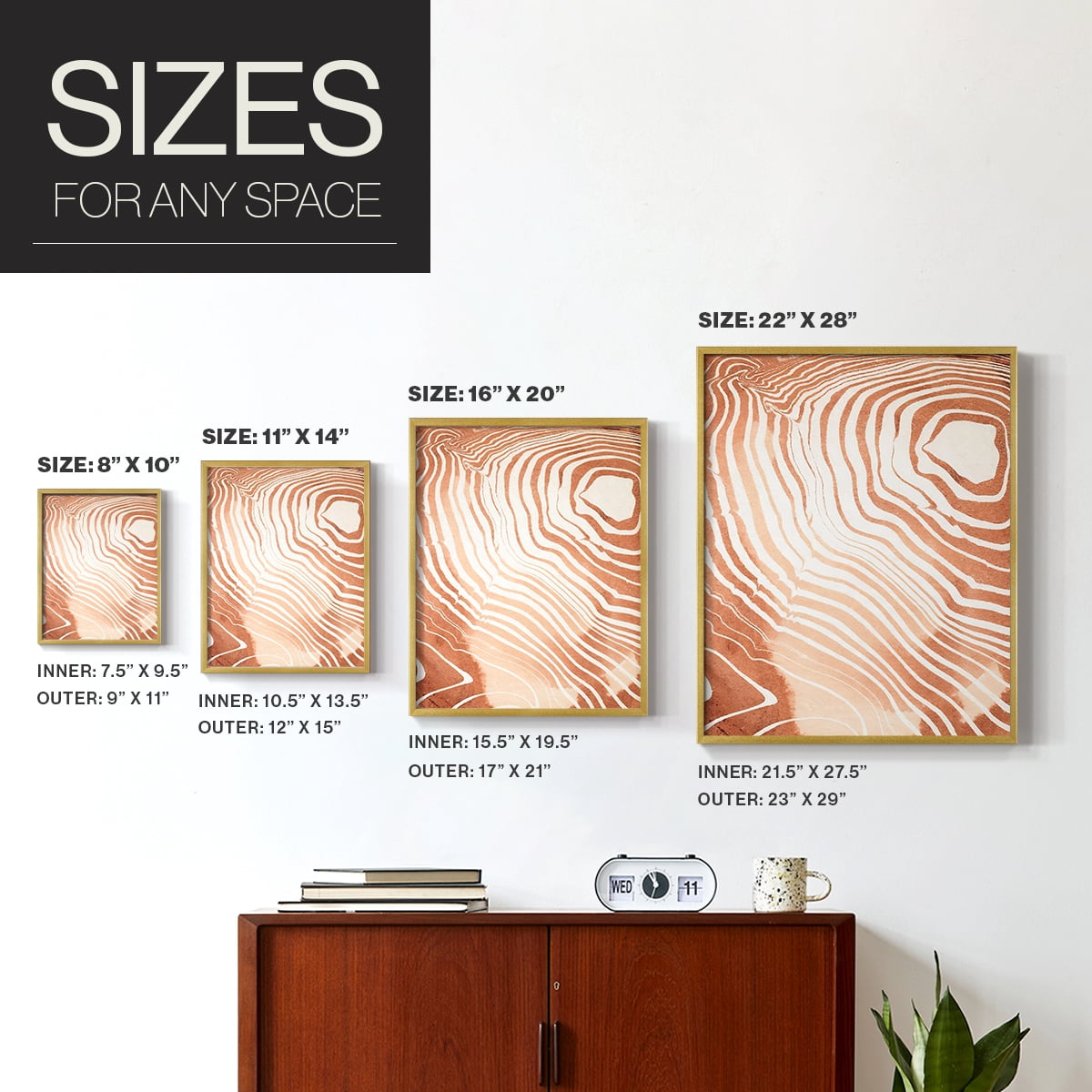 Wood Grain Suminagashi II Framed Print - Solid Wood in Single Picture Frame Solid Wood 2 Framed Print