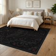 thumbnail image 3 of ODIKA 6'x9' Washable Area Rug Non-Slip, Easy Care, Black Red Mystical Moth and Floral Symmetry Elegant Gothic Design with Celestial for Family Room, Living Room, Master Bedroom, 3 of 7