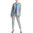 thumbnail image 3 of DKNY Womens Plaid One Button Blazer Jacket, Grey, 10, 3 of 4