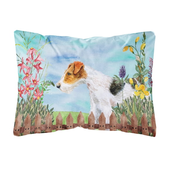 Fox Terrier Spring Canvas Fabric Decorative Pillow