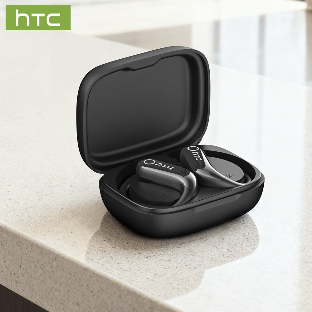 HTC NE61 Heart Rate Wireless Bluetooth 6.0 Open in-Ear Earbuds, AI Translator, Noise-Cancelling Headphones, 130+ Languages,Black