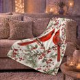 thumbnail image 5 of Facing Red Cardinals Within Berry Branch Heart, Soft Flannel Blanket with Naturalistic Winter Illustration Print, Housewarming Gift and Home Decor for Bedroom and Living Room, 5 of 7