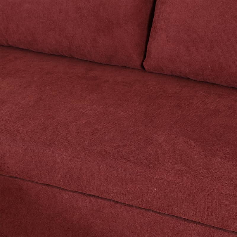 MAYEERTY 83.6" Convertible Fluffy Fabric 2-Piece Couch Upholstered Loveseat with Plush Velvet Texture Sofa Bed，Red