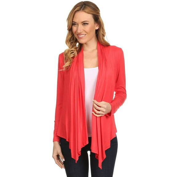 Women's Solid Open Front Long Sleeve Lightweight Soft Basic Sweater Cardigan