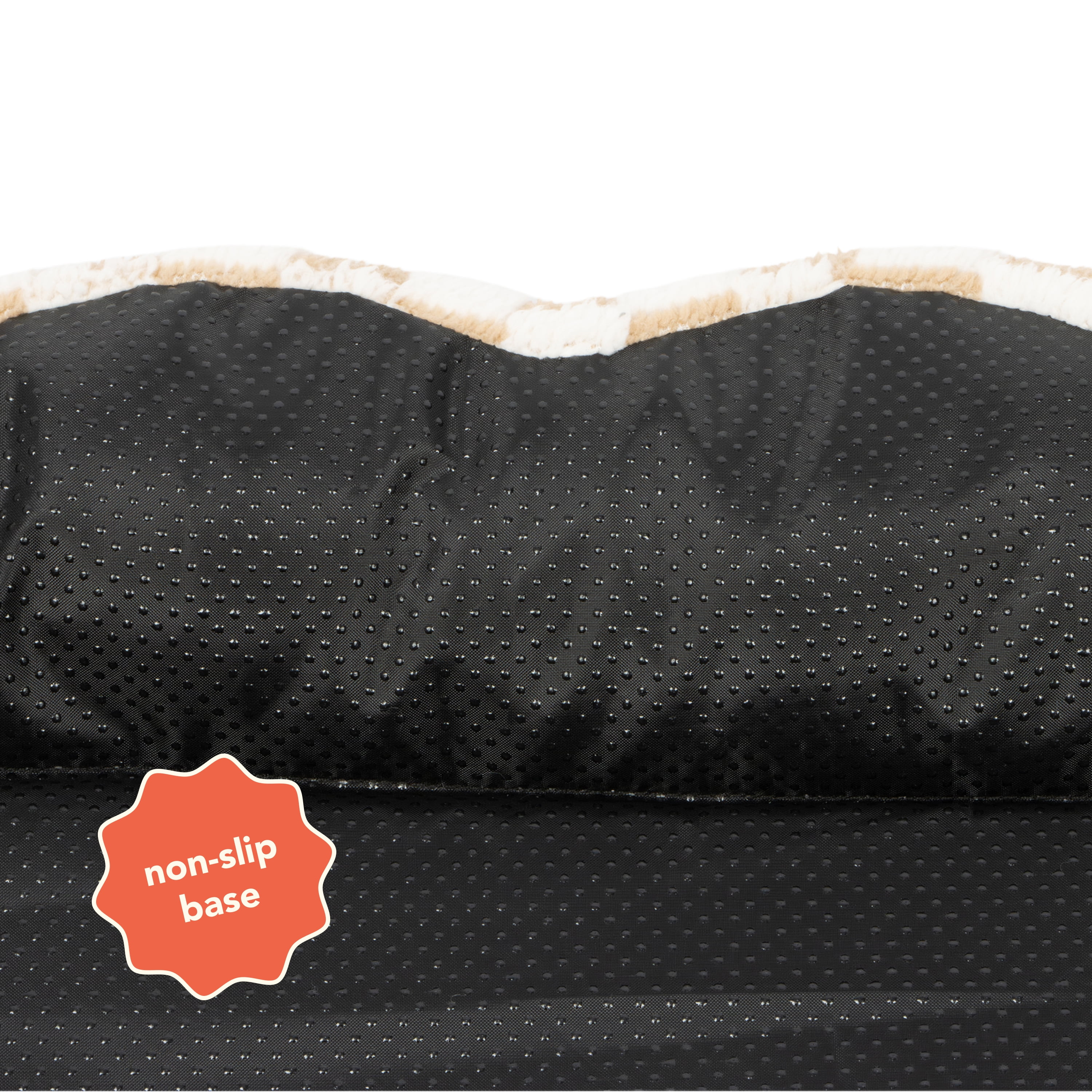 Oodles Checkered Sherpa Cloud Pet Bed, Tan, XL 42" L x 27" W