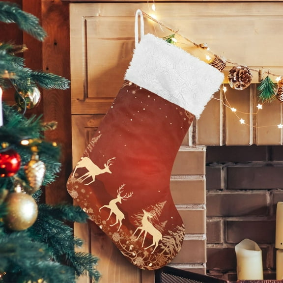 Ryvnso Christmas Stockings Christmas Deers 17.7" Large Stocking Decoration 1 Pack