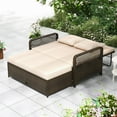 thumbnail image 4 of Gymax Patio Rattan Daybed Wicker Loveseat Sofa w/ Multifunctional Ottoman Beige, 4 of 10