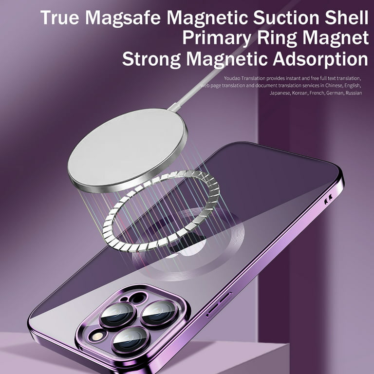 Feishell Magnetic Clear Case with Camera Lens Film Protection for iPhone 11  Pro (5.8 Inch),Compatible with MagSafe Wireless Charging,Stylish Plating