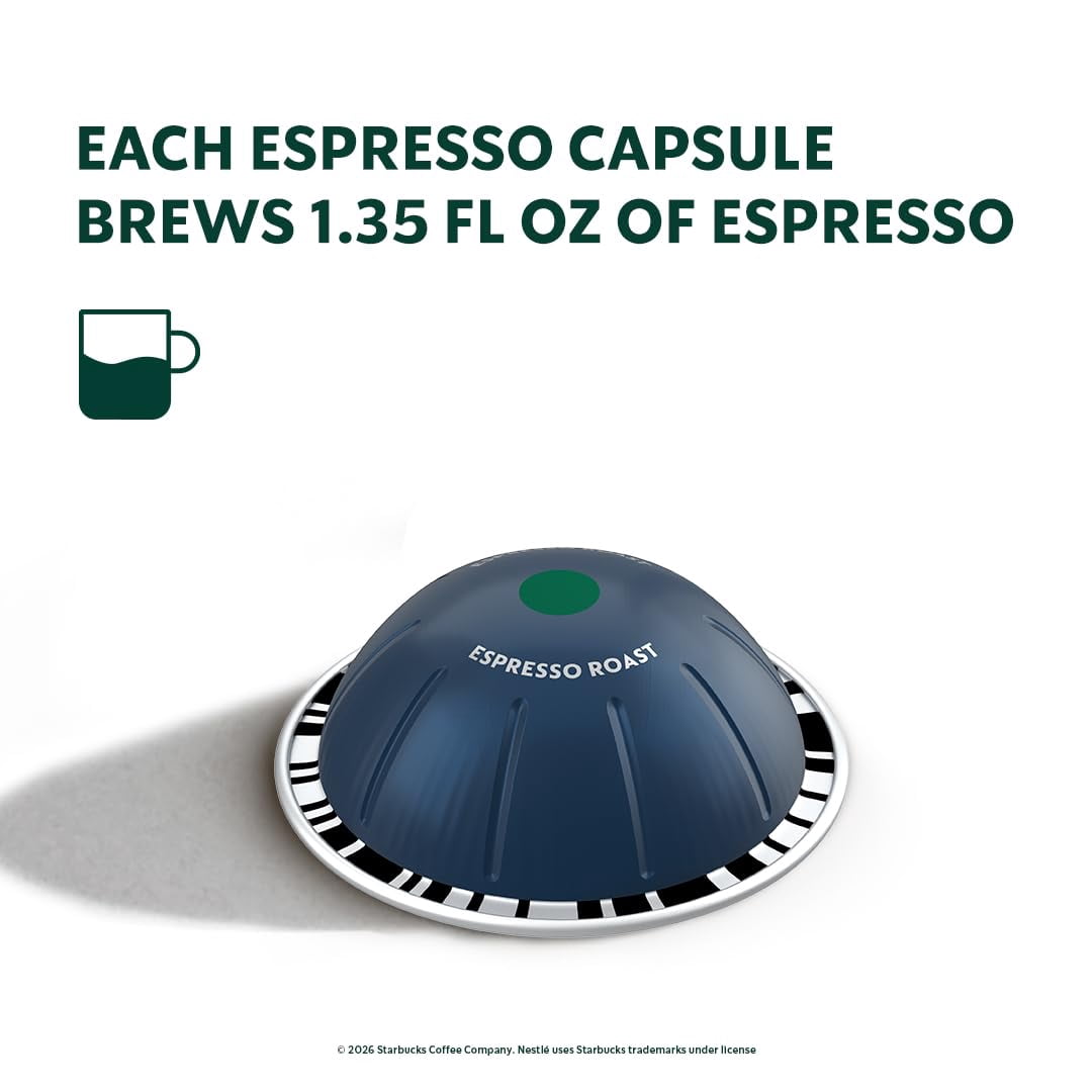 Starbucks by Nespresso Vertuo, Dark Roast Espresso, 50-count Espresso Pods, Brews 1.35 oz.