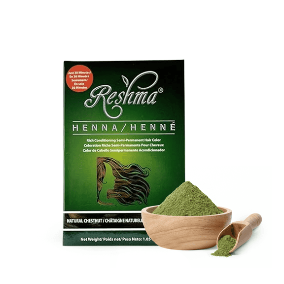 30-Minute Henna Hair Dye Soft Shiny Hair Henna Hair Color Dye, 100% Gray Coverage, Semi-Permanent hair Dye 1.05 oz Pack of 1 (Chestnut) by Reshma Beauty