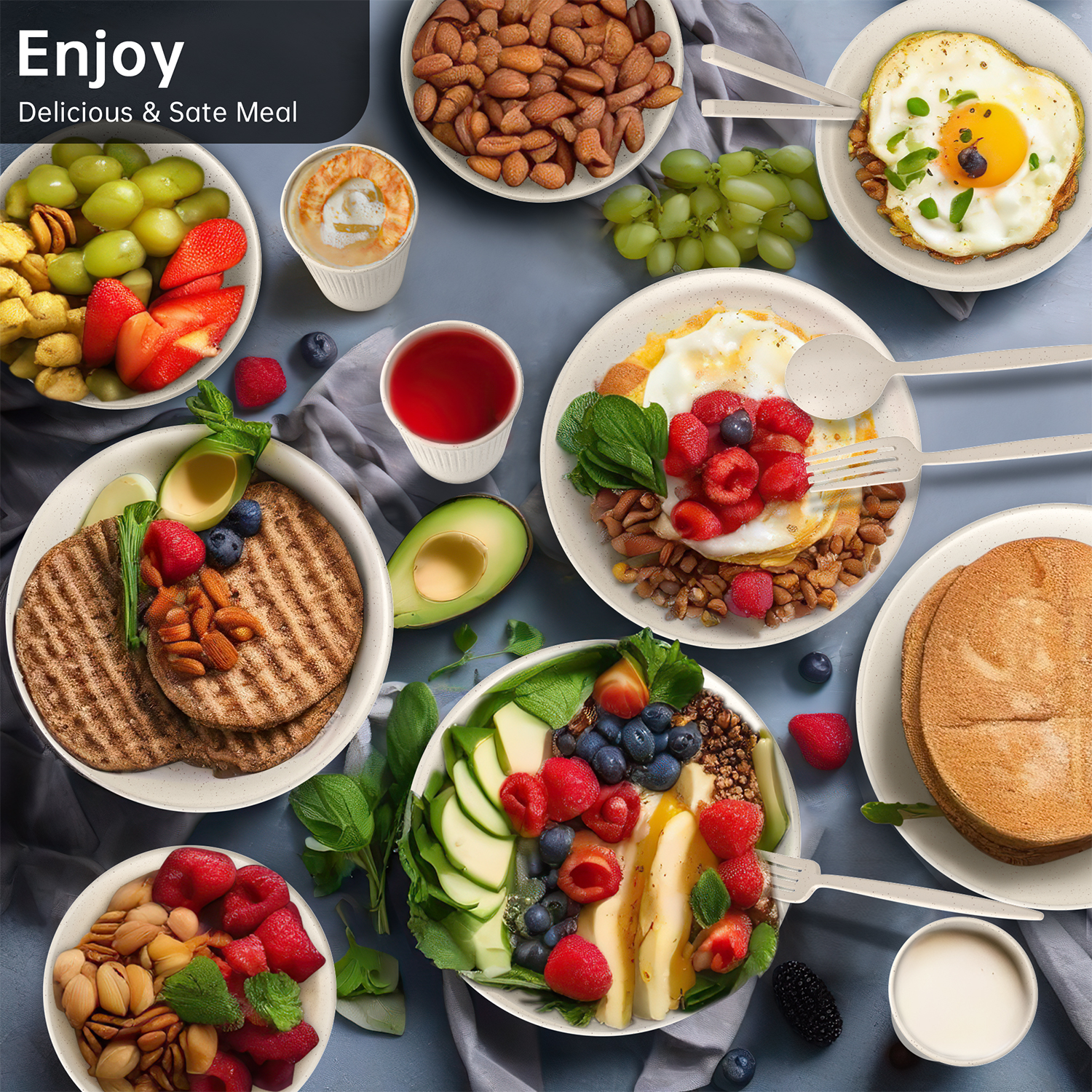 GPED 48-Piece Wheat Straw Dinnerware Set For 4 photo 2