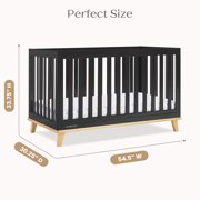 Delta Children Frankie 4-in-1 Convertible Crib - Greenguard Gold Certified, Black with Natural