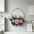thumbnail image 4 of DefiDgd Metal Hanging Flower Wreath for Front Door,Vintage Layered Faux Rose Floral Wreaths Hoop for Outside Home Porch Wall Window Wedding Party Decoration(Pink), 4 of 6