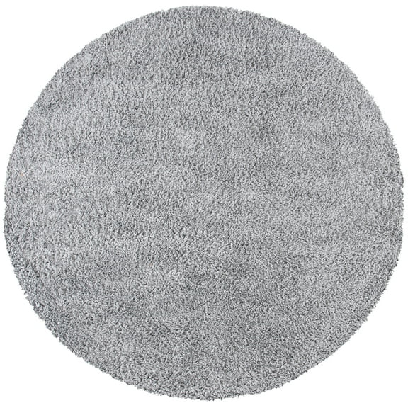 SAFAVIEH August Sophia Solid Shag Area Rug, Silver, 5' x 5' Round