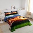 thumbnail image 3 of Erosebridal Soccer with Fire Bedding Full Comforter Set, Football Field Down Comforter, Reversible 3pcs, 3 of 8
