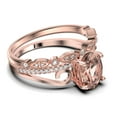 thumbnail image 2 of Gorgeous Art nouvea 2.00 Carat Oval Cut Morganite And Diamond Moissanite Twirled Style Engagement Ring, Wedding Ring in 925 Sterling Silver With 18k Rose Gold Plating Gift For Her, Bridal Set, 2 of 3