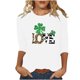 thumbnail image 3 of TaTaai Women Loose Black Top St. Patrick's Print Crew Neck 3/4 Sleeve Fashion Tee Ladies Spring Daily Wear Soft Comfortable Non-See-Through No Fading Stylish Top Gift, 3 of 7