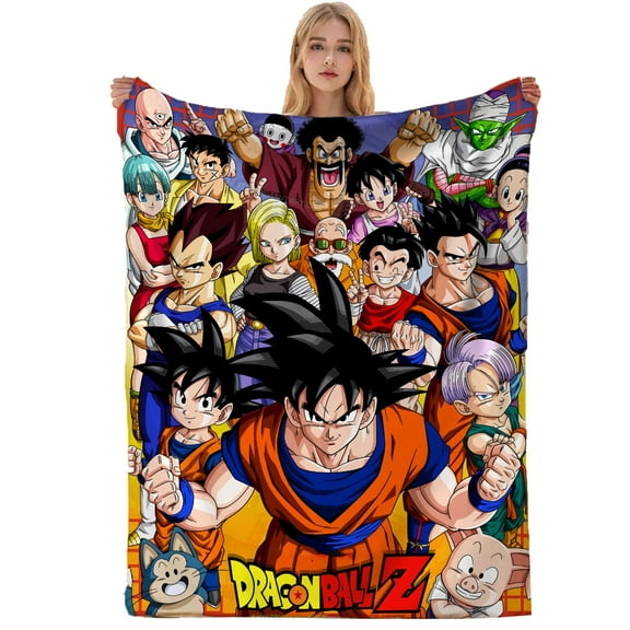 Anime Dragon Ball Blanket Cartoon Flannel Fleece Bed Blanket Sofa Office Picnic Travel Lightweight Conditioning Blanket for Adults Boys Girls Kids Children