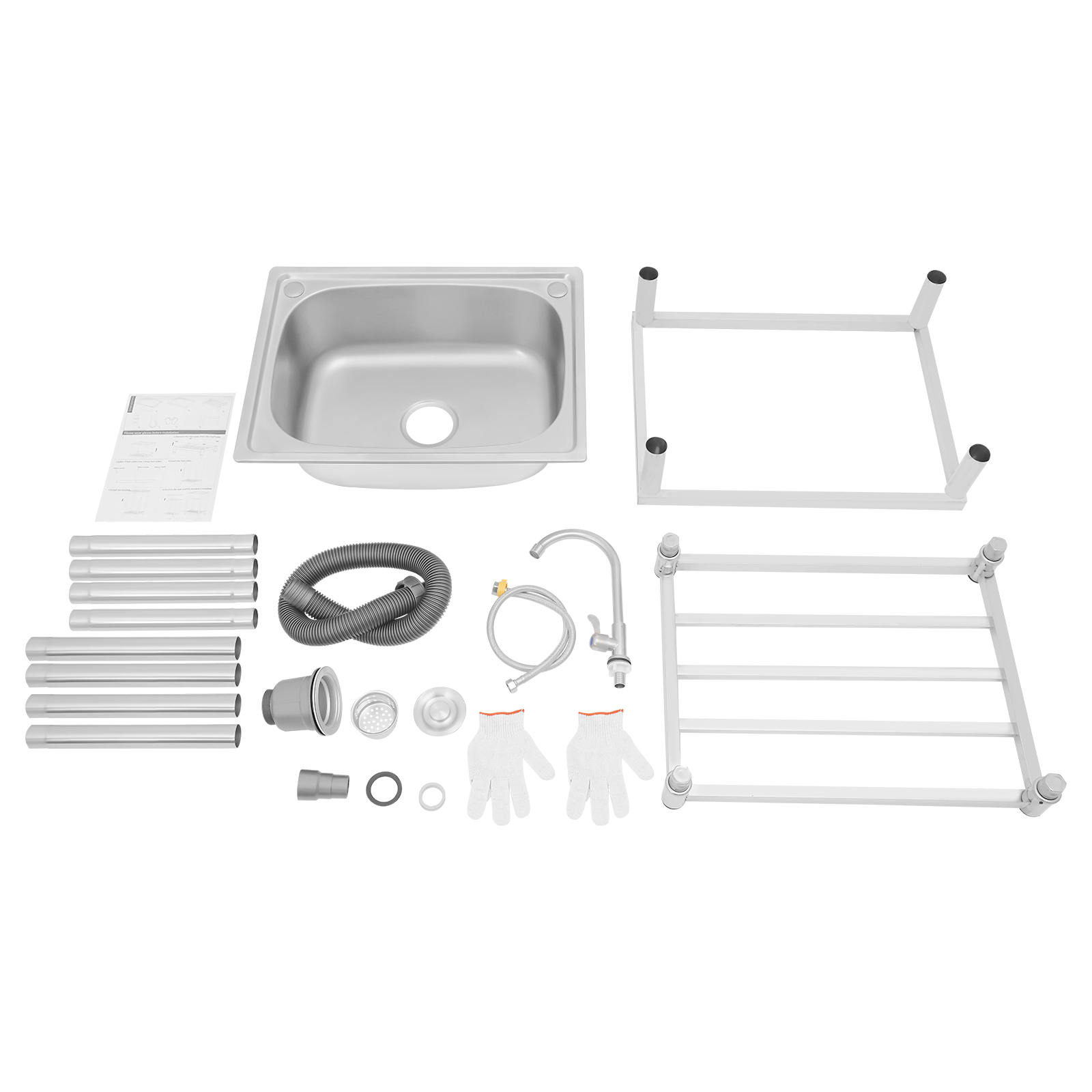 Kitchen Sink, Stainless Steel Sink, Free Standing Single Bowl Sink for Homes, Outdoors, Restaurants, Laundry Rooms, Basements, Bars, Kitchens, Dessert Shops, Coffee Shops, Hotels