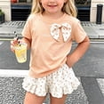 thumbnail image 2 of Girls Cute Top Summer 2 Pieces Ruffle Skirt Set with Polka Dots Skirt Outfit Comfy Fashion Clothing Orange 1-2Years, 2 of 6