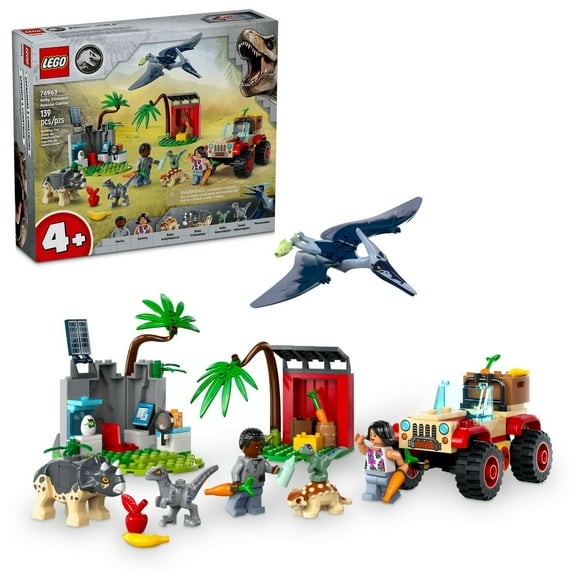 LEGO Jurassic World Baby Dinosaur Rescue Center, Building Set for Kids with a Toy Car and 5 Dinosaur Figures including a Triceratops and Velociraptor, Dinosaur Toy for Boys and Girls Ages 4+, 76963, Includes 139 Pieces, Ages 4+