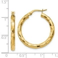 thumbnail image 2 of 14k Yellow Gold Hollow Hinged post Polished Textured Post Hoop Earrings 27x2mm Wide Hoop Earring for Women, 2 of 2