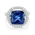 thumbnail image 2 of Gem Stone King 925 Sterling Silver Ring Created Sapphire Moissanite (9.38 Cttw), 2 of 4