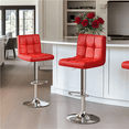 thumbnail image 4 of Alden Design Adjustable Bar Stool Modern Faux Leather Counter-Height Mid-Back Bar Chair, Set of 2, Red, 4 of 13