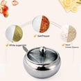 thumbnail image 3 of Azucarero, azucarero de acero inoxidable con tapa y cuchara, recipiente pequeño con forma de tambor para condimentos para el hogar y la cocina, 3 of 6