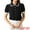 Black, variant on Women's Elegant Short Sleeve Collared Sweater Top L Black