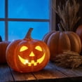 thumbnail image 2 of Cheapark 5.91x6.30in 1PC Halloween Resin Pumpkin Light, LED Light Up Jack-O-Lantern, Indoor Outdoor Porch Yard Mantel Decor for Fall Halloween Festival Decoration, 2 of 5