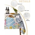 thumbnail image 5 of Easter Bunny Rectangle Tablecloth, Blue Easter Eggs Spring Floral Linen Waterproof & StainResistant Tablecloth, Washable Oil-proof Table Cover for Dining/Party/Wedding/Camping/Buffet 52x70 In, 5 of 9