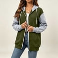 thumbnail image 3 of Perfectbot Women's Color Block Zip Up Hooded Jacket, Front Kangaroo Pockets Hooded Sweatshirt Coat, 3 of 6