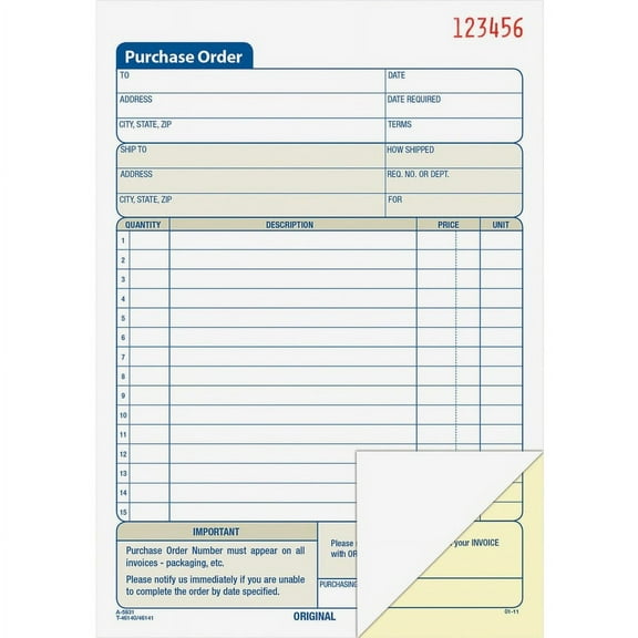 Adams Carbonless Purchase Order Statement Paper - Tape Bound - 5.56" x 8.43" Sheet Size - 2 x Holes - White, Canary - Assorted Sheet | Bundle of 2 Each