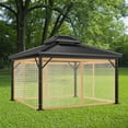 thumbnail image 5 of SHANNA Gazebo Universal Replacement Mosquito Netting 10' x 12' Outdoor Mesh Netting Screen 4-Panel Sidewall Curtain with Zipper,Brown, 5 of 9