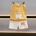 thumbnail image 2 of Uxgjfwu Boys Summer Outfits Printed Short Sleeve Tops and Shorts Set Toddler Boy Clothes, Sizes 0-5T,Yellow, 2 of 7