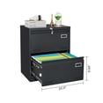 thumbnail image 3 of 2 Drawer File Cabinet, Office Vertical Files Cabinet with Lock, Heavy Duty Metal File Cabinet for Home, Office, Legal, Letter, A4, Black, 3 of 9
