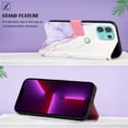 thumbnail image 3 of Allytech Moto Edge 20 Lite Case Wallet,Stylish Marble Folding Kickstand Full Body Protection Shockproof Cards Pocket Wrist Strap Wallet Cover for Motorola Moto Edge 20 Lite - White Purple, 3 of 7