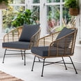 thumbnail image 2 of Ottowood Outdoor Deep Seat Cushions Set of 2, 24x24x4 Water-Repellent Patio Cushions, Dark Grey, 2 of 7