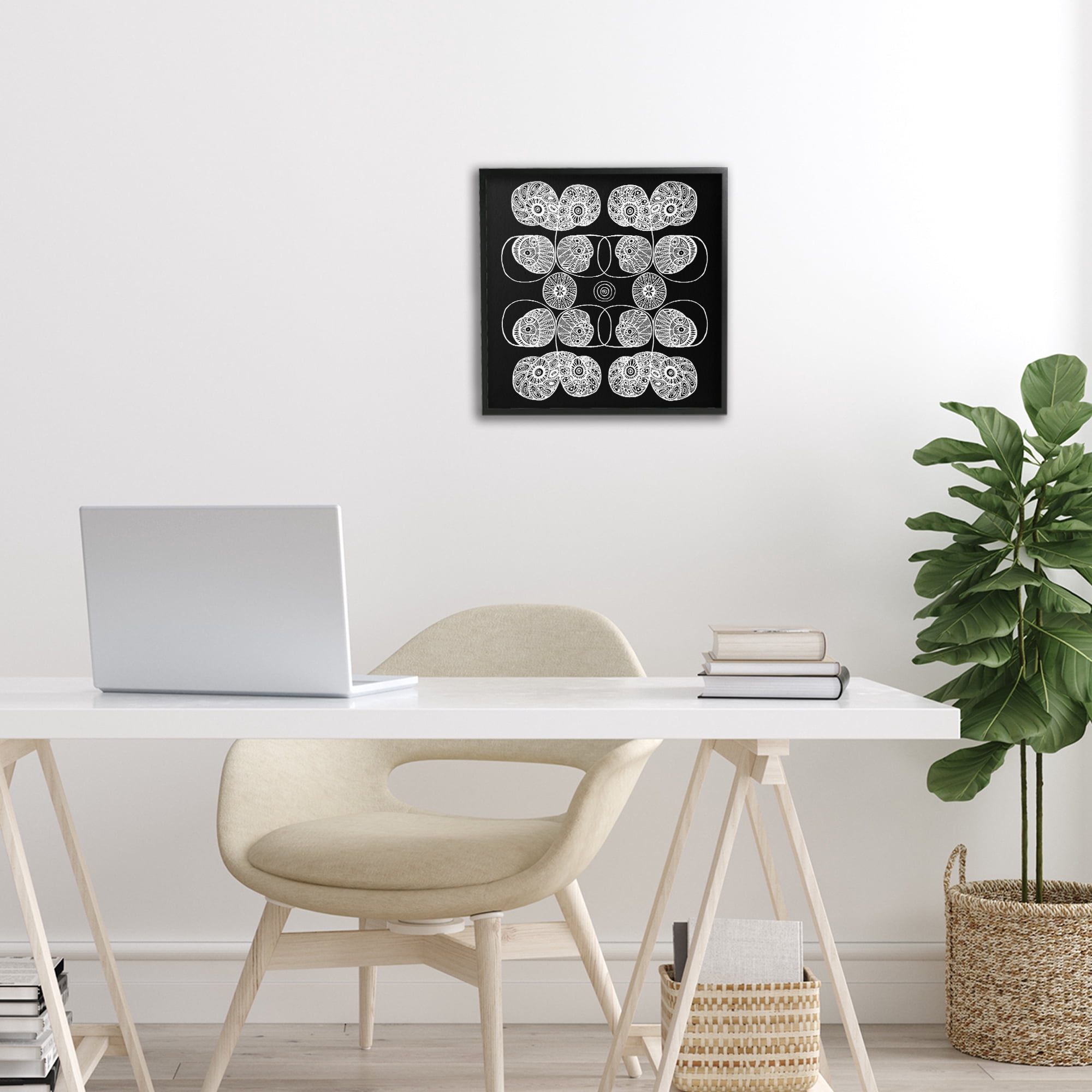 Stupell Industries Detailed Rounded Elementals Black Framed Giclee Art, design by El Perkin