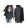 thumbnail image 3 of Women'S Oversized Chunky Knit Cardigan Fashion Long Sleeve Front Open Sweater Fall Winter Outerwear Dark Gray M, 3 of 7